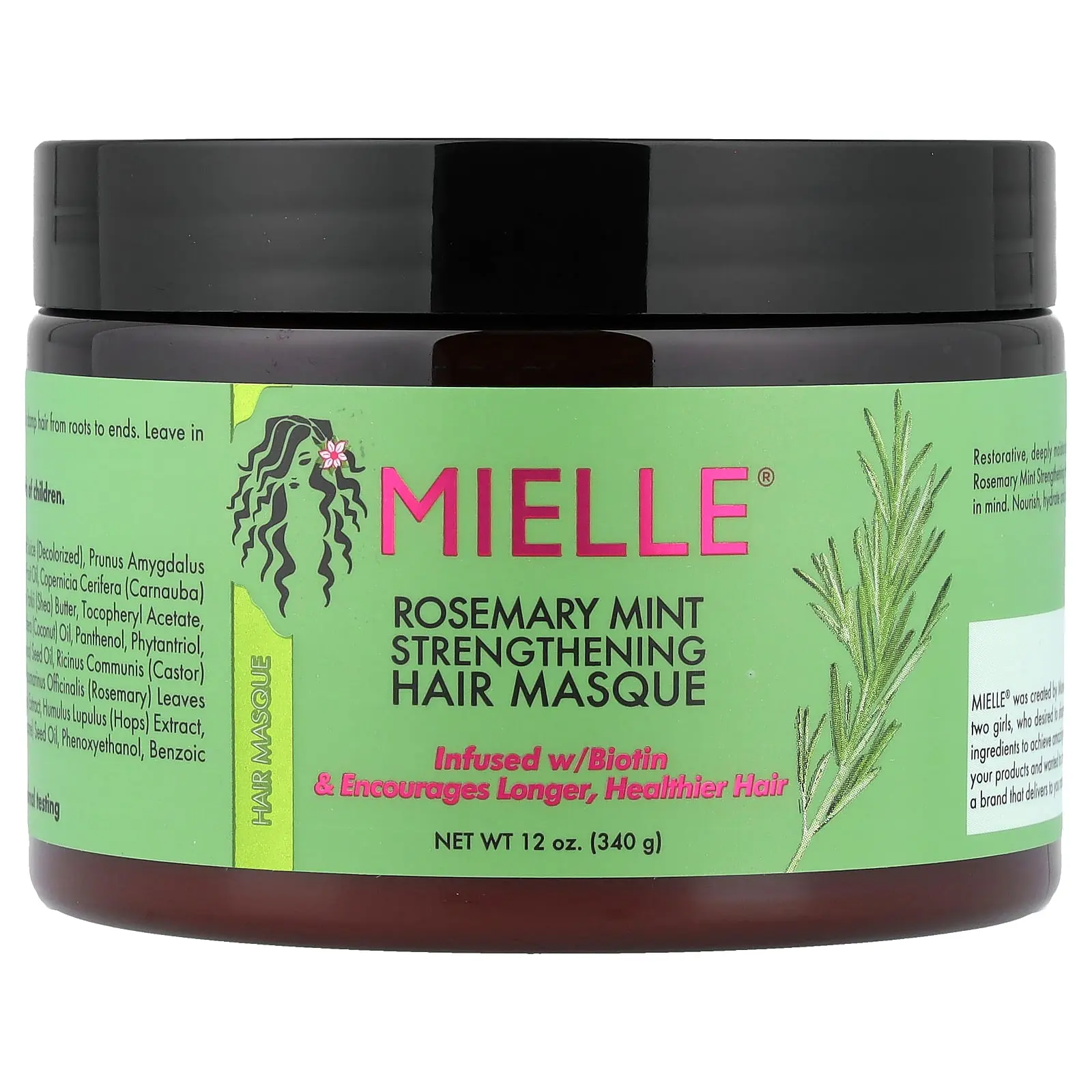 Mielle Strengthening Hair Masque, Rosemary Mint, 12 oz (340 g)