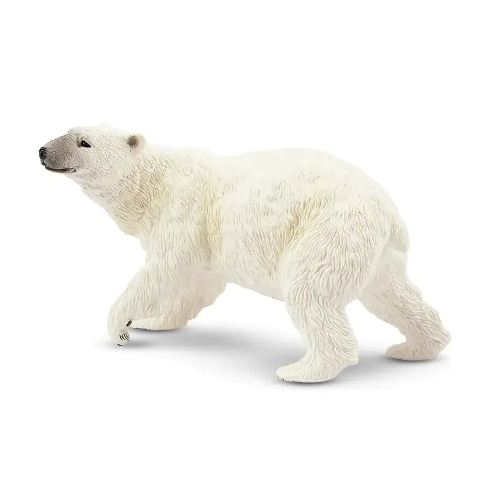 Toymany Hand-Painted Plastic Male Polar Bear Figurine - Realistic Animal Model, Early Education Tool, Montessori Sensory Play Toy, Collectible Decorative Gift
