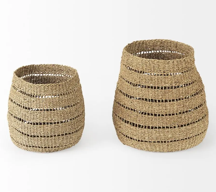 HomeRoots Set of 2 Brown Wicker Baskets
