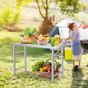 Foldable Stainless Steel Table, 36 Inch Folding Commercial Prep Table, 24" Wide Single Tier Portable Workstation, 520LBS for Kitchen Workshop Restaurant Garage