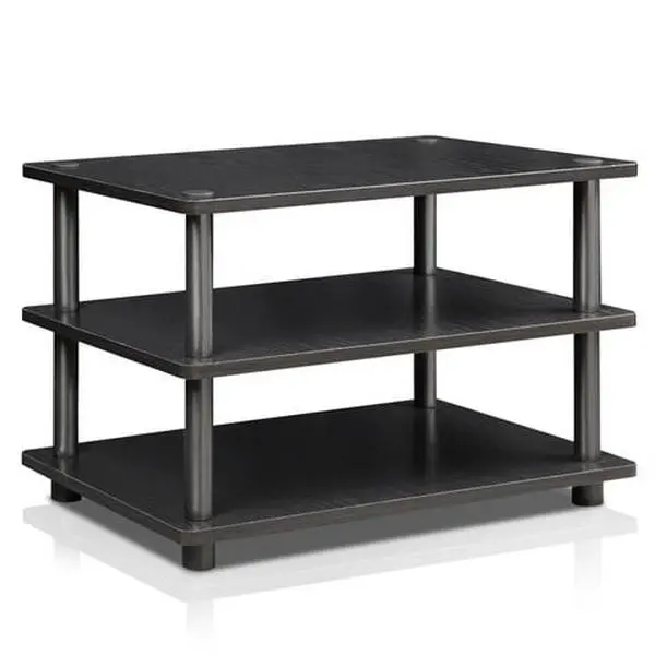 Turn-N-Tube Easy Assembly 4-Tier Corner TV Stand, Black Wood - 16.2 x 23.6 x 14.6 in.