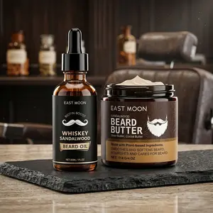 Men's Beard Care Set, Sandalwood Scented Fragrance Essential Oil, Moisturizing Beard Butter, Gifts for Dad and Boyfriend
