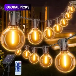 Solar Powered G40 String Light, 1 Box LED G40 Shatterproof Bulb, Dimmable Adjustable Led Lights Patio Pendant Light with Remote Control, Suitable for Commercial Streets, Cafes, Yards #GLOBAL PICKS