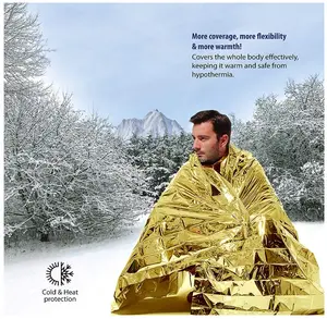 Deke Home 6 Pack Emergency Mylar Thermal Blankets. Space Blanket Survival Rescue Insulating Reflective foil kit Camping Blanket Outdoors Hiking Survival Bug Out Bag car Marathons First aid Cold/Heat