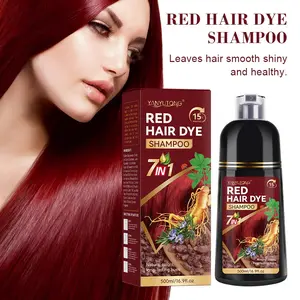 500ml 7-in-1 Red Hair Dye Shampoo Haircare | Natural Coverage, Herbal Formula with Ganoderma Extract, Herbal Ingredients, Plant-Based Care, Salon-Quality Coloring Results at Home