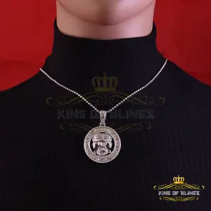 King Of Blings Sterling White Silver GEMINI Pendant For Men & Women 1.77ct Cubic Zirconia April Birthstone Zodiac Sign Bell Size 9x9 Unisex Necklace