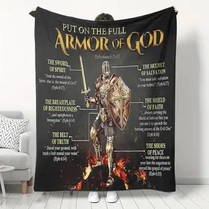 1PC Christian Blanket with Scripture Print, Soft Flannel Material, 280GSM, All-Season Lightweight Machine Washable, Perfect for Bed Sofa Office Travel Camping, Great Gift for Bible Study Faith Home