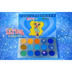 Latina Cosmetics Burbuja Bratz Eyeshadow Palette Cool Vibrant Tones Matte & Glitter Mix High Pigmentation Perfect for Creative Glam Looks