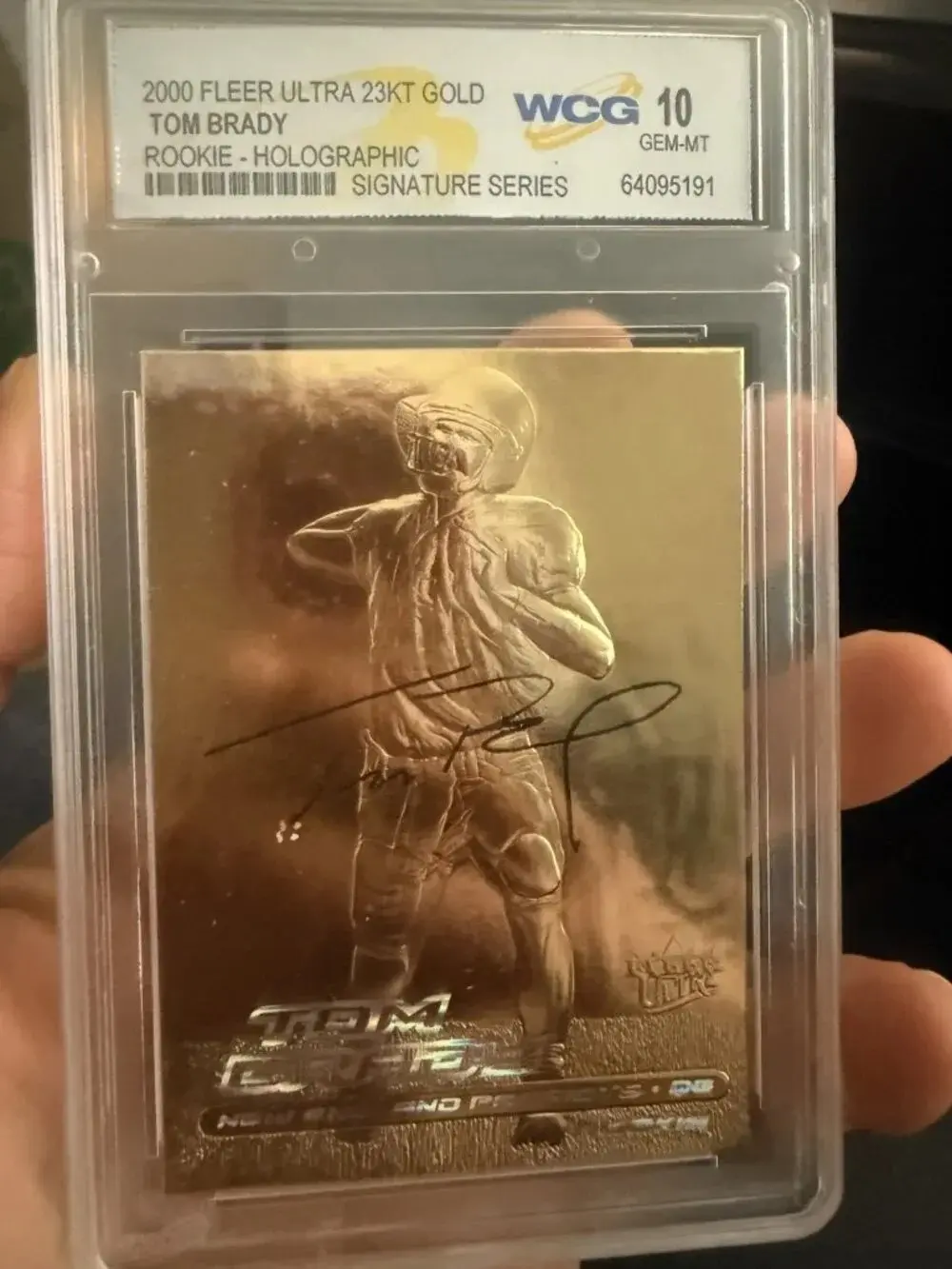 TOM BRADY 2000 FLEER ULTRA Signature GEM-MT 10 23KT GOLD HOLOGRAPHIC ROOKIE CARD