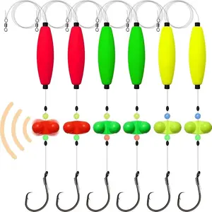 Catfish Fishing Gear Set with Round Hooks 5/0 6/0 8/0, Floating Catfish Fishing Tackle 3-Piece or 6-Piece Options Available Long Casting Drift Supplies for Jig Float Circle Hook Cigar Float, Fishing Equipment