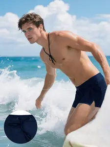 Men'S Quick-Dry Swim Shorts With Zipper Pocket, Drawstring & Adjustable Waist - Navy/Black For Beach, Pool & Water Sports | Lightweight & Fast Drying