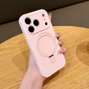 Liquid Silicone Magnetic Compatible with iP17PROMAX Phone Case Liquid Silicone Magnetic Fulcrum Bracket IP17 Anti-drop