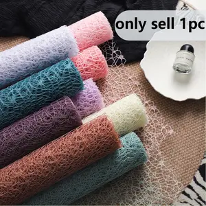 Korean Embroidered Mesh Hollow Flower Packaging Paper, Floral Bouquet Wrapping Paper, Gift Wrapping Supplies, 1 Roll, 19 Colors, 19.7x180 Inches