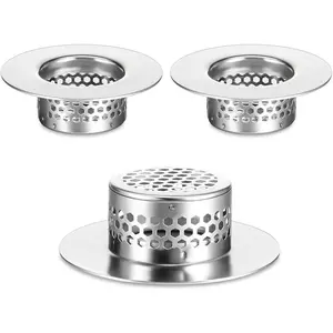 3 count Bathroom Sink Strainer Fit Hole Size from 1.25" to 1.60" Bathtub Hair Catcher Bathroom Sink Drain Cover Stainless Steel Sinks Strainers Bath Tub Hair Catcher Mesh Sinks Strainer for Kitchen