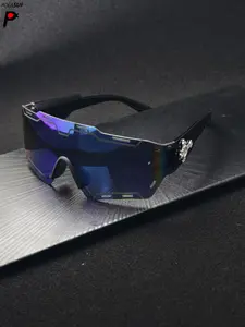 Cyberpunk Men's Sci-Fi Full Face Windbreaker Y2K Hollow Out Breathable Design Millennium Ball Geometric Fashion Glasses Trendy Sporty Sunglasses Sports Outdoor Sunglasses Windproof Sports Eyewear