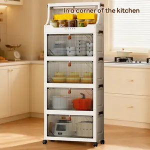 36cm*25cm Multi-Layer Storage Cabinet, Durable Plastic Organizer with Wheels, Ideal for Bedroom and Living Room, Compact and Stylish, Pantry Cabinet