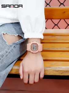 Sanda Fashion Outdoor Digital Watch, Dual Time Stopwatch, Alarm, Hourly Chime, Luminous, Waterproof, Perfect Birthday Gift for Students, Digital Wristwatch