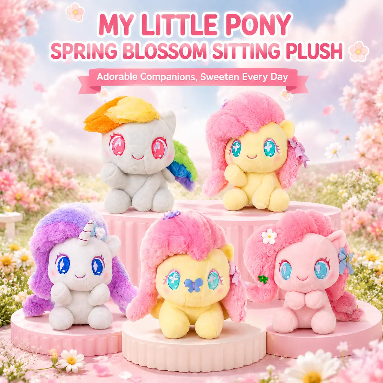 My Little Pony Series - Spring Floral Lying Plush Doll, Cute Cartoon Stuffed Toy, Lovely Decor & Birthday Gift, Back To School
