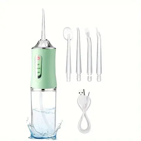 Electric Toothbrush Set with 3 Cleaning Heads, Detachable Brush Heads, Multi-Functional Cleansing Oral Care Tool, USB Rechargeable Portable Oral Irrigator for Deep Teeth Cleaning, Perfect Gift for Home Use, Cordless Tooth Cleaner