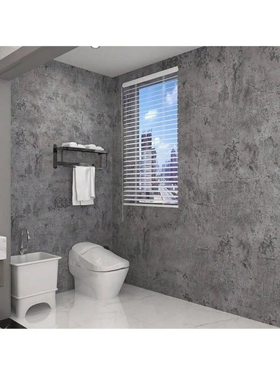 🏠 Vintage Cement Wallpaper, Self Adhesive 3D Gray Peel And Stick Wallpaper For Kitchen, Bathroom, Bedroom And Home Decor.
