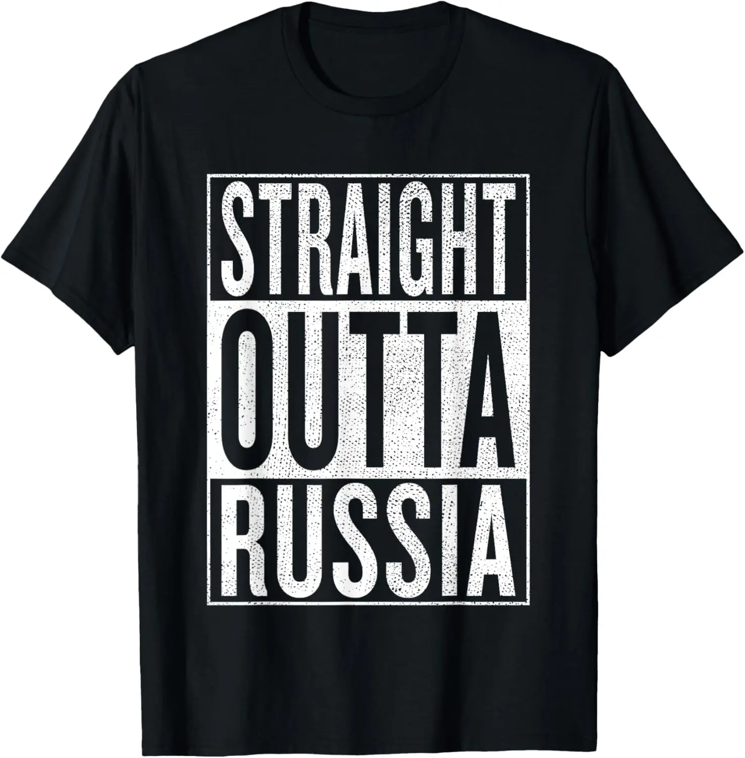 Women's Vintage Graphic T-Shirt with "Straight Outta Russia" Slogan, Casual Distressed 100% Cotton Short Sleeve Streetwear Top
