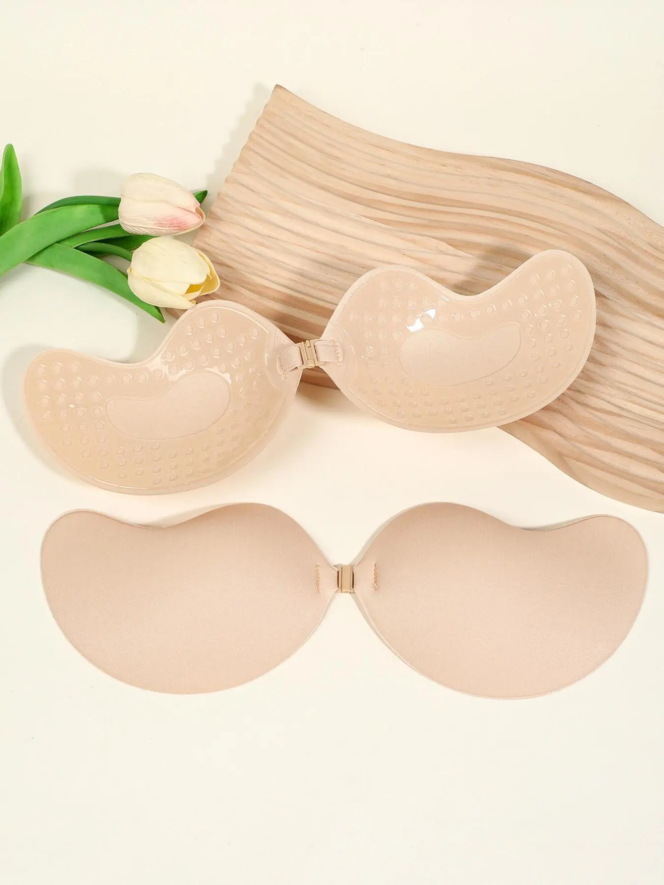 2 pairs of women's mango cup adhesive bra pads, skin-colored invisible lingerie, self-adhesive bra, Wirefree Bras - comfortable lingerie accessory