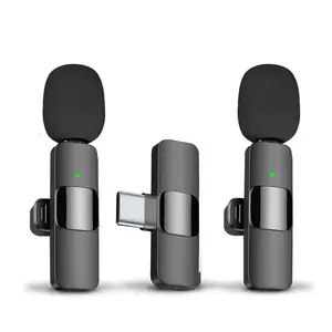 Wireless Lavalier Microphone, Rechargeable Wireless Microphone, Lapel Mic USB Mic for Video Recording, Teaching, Interviews, Podcast