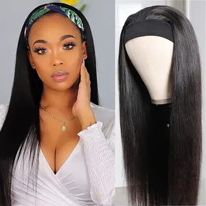 Bling Hair Headband Wig Human Hair Straight Headband Wigs for Women Human Hair Glueless Wig 100% Brazilian Remy Human Hair Headband wig 180% Density
