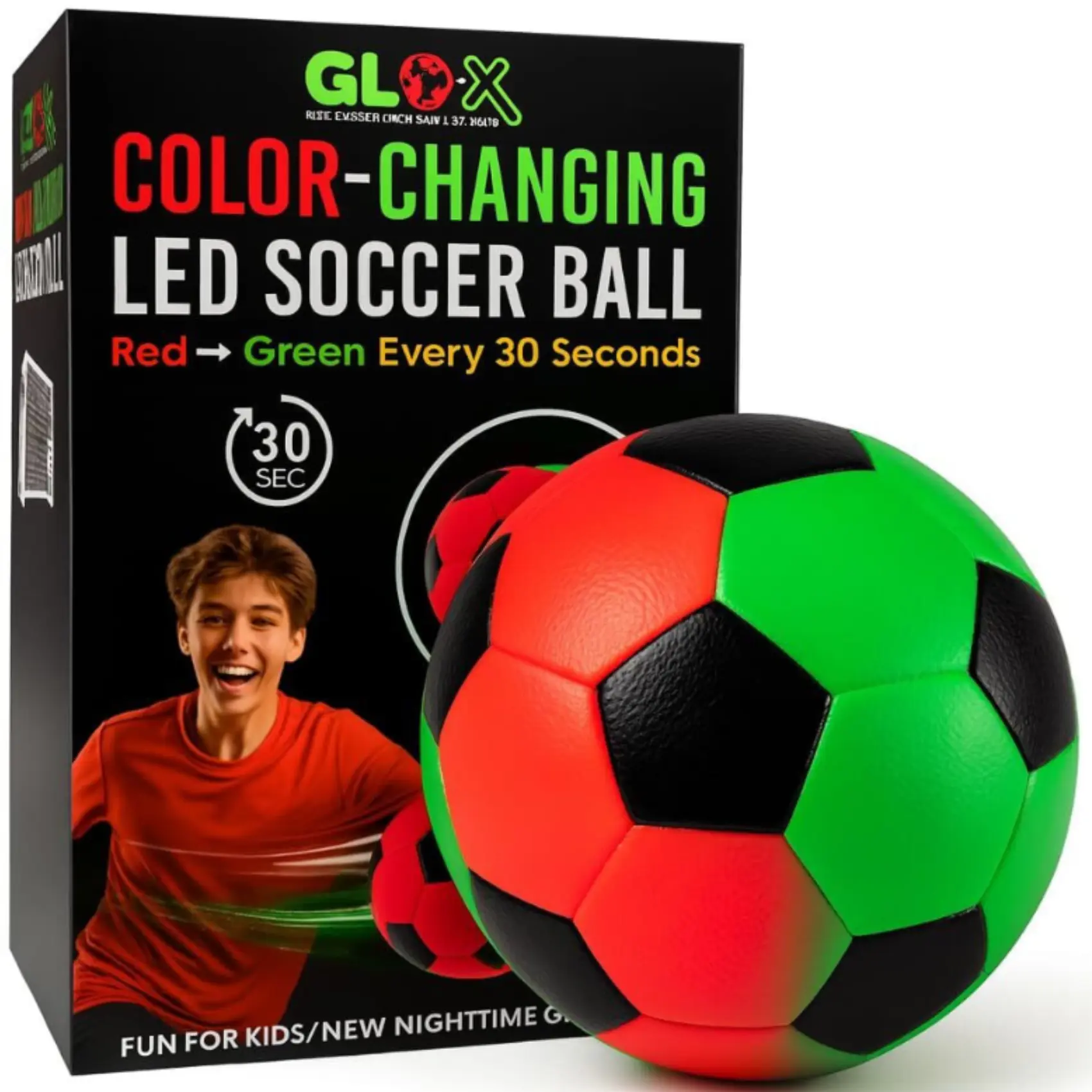 Light Up LED Soccer Ball - Battery-Powered, Color-Changing Red & Green Football for Indoor & Outdoor Sports Play (Toys & Hobbies Sports Toy)