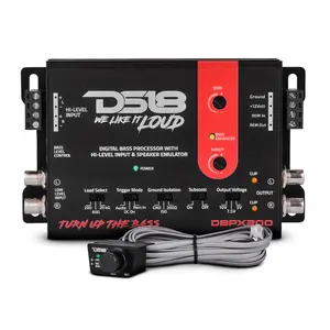 DS18 DBPX200 Digital Bass Processor for Car Audio, Featuring Hi-to-Low Signal Converter and Speaker Emulator