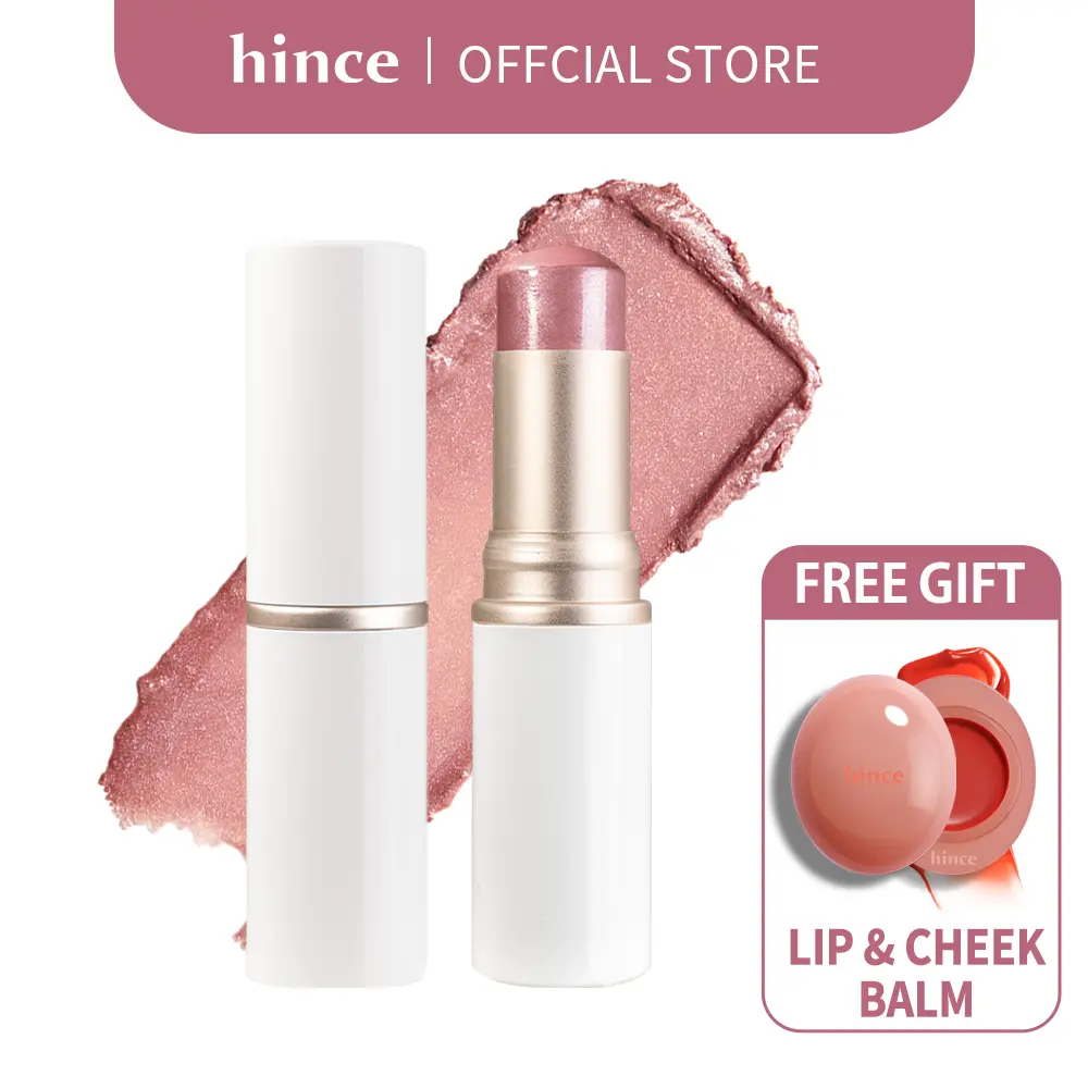 [hince Official] True Dimension Radiance Balm - Makeup Highlighter Stick for Korean Glass Skin, Hollow Cheek Glitter & Multi-Color Shade Stick | Cream Blush, Contour Highlighter Stick & Lip Glow in One | Dewy Glow Finish