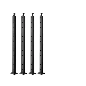 VEVOR 4 Pack Cable Railing Post, 42"x2"x2" Level Drilled Deck Railing Post, SUS304 Stainless Steel Black Cable Railing System Kit for Indoor Outdoor Deck Balcony, 4JZLGZXHS106URZU0001V0
