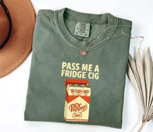 Pass Me A Fridge Cig Comfort Color T-Shirt, Diet Dr Pepper Lover Shirt, Beverage Humor, Retro Soda Drink, Quirky Caffeine Addict Tee Top Womenswear