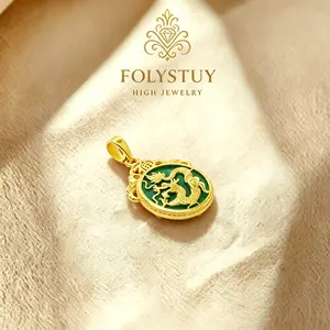 [38.5mm with 24mm Dragon pendant inlaid with agate]【FOLYSTUY (YNK16)】Fashion jewelry, unisex trendy fashion