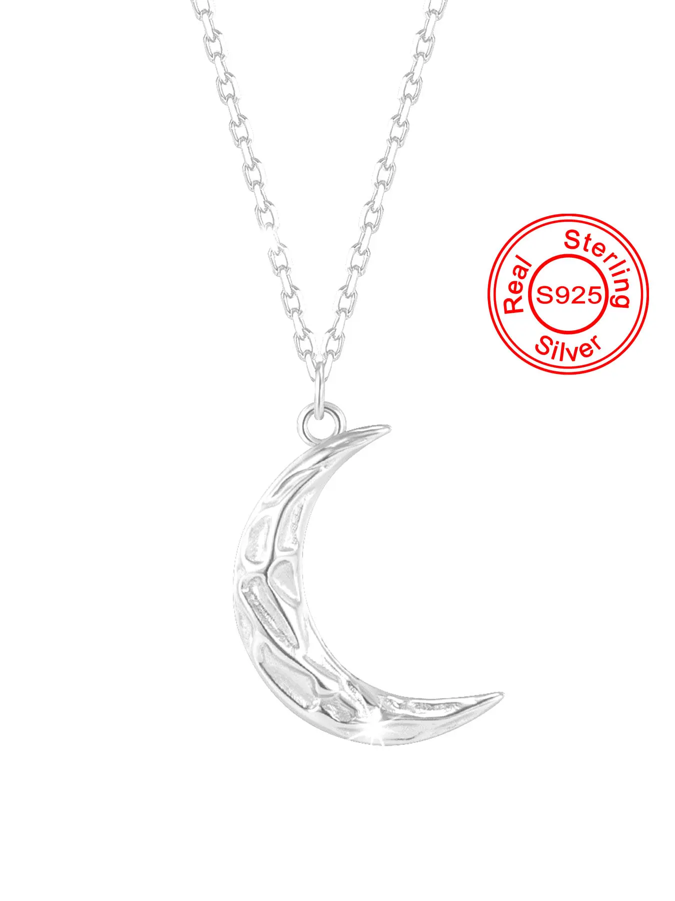 925 Sterling Silver Crescent Moon Design Celestial Pendant Necklace for Women & Girls, Fashion Jewelry for Party, Daily Decor, Trendy All-match & Exquisite Jewelry for Birthday Gift, Decorative Necklace