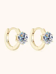S925 Silver 2.0ct Moissanite Huggie Earrings, D-Color VVS Clarity 6-Claw Single Earrings, Bright Cut Simulated Diamond Jewelry, Suitable for Daily Wear, Gift Surprise, Commemorative Gift