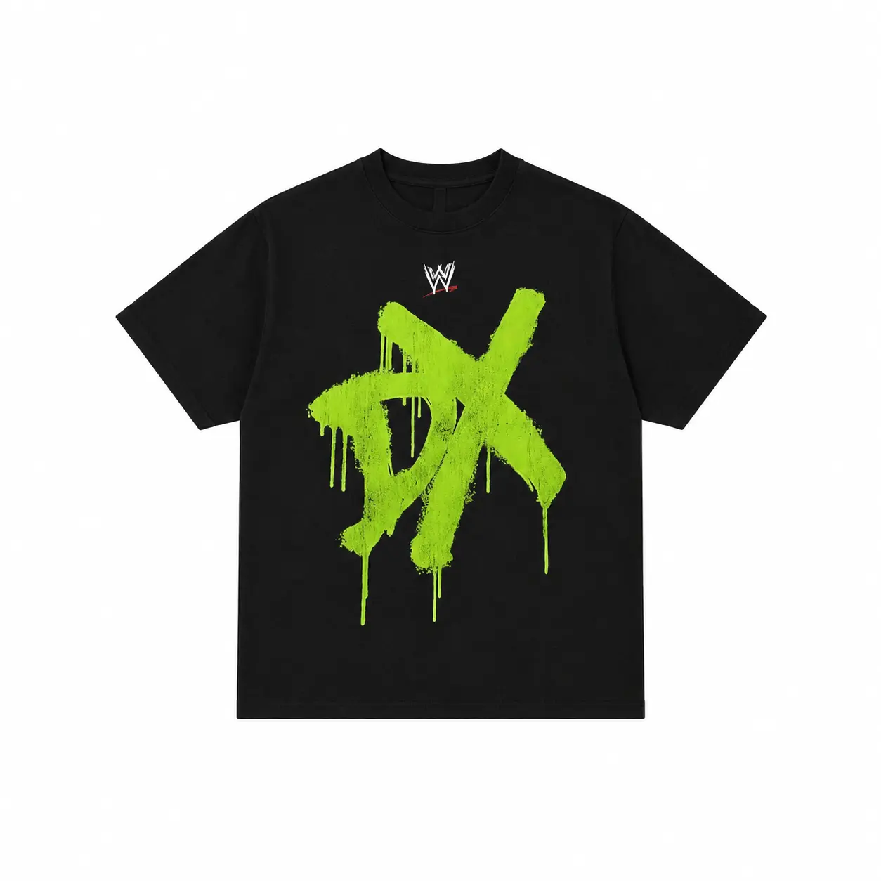 WWE D-Generation X DX Neon Spray Graffiti Logo Men's Black T-Shirt, Vintage Wrestling Graphic Tee, Casual Oversized Cotton Streetwear