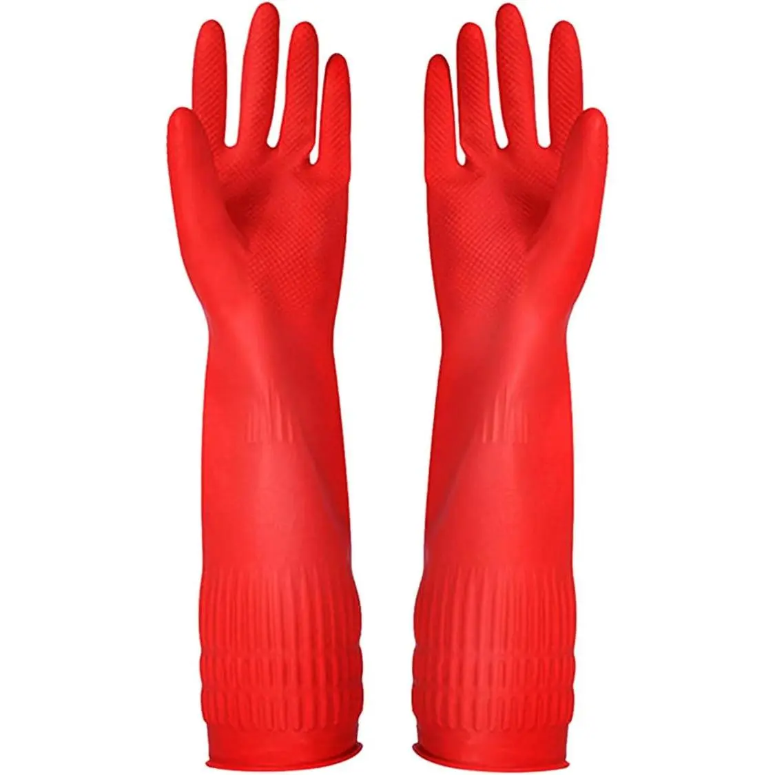 Rubber Cleaning Gloves Kitchen Dishwashing Glove 3-Pairs,Waterproof Reuseable.(Small)