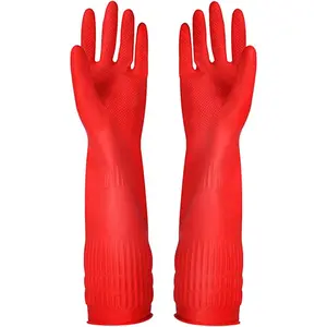 Rubber Cleaning Gloves Kitchen Dishwashing Glove 3-Pairs,Waterproof Reuseable.(Small)