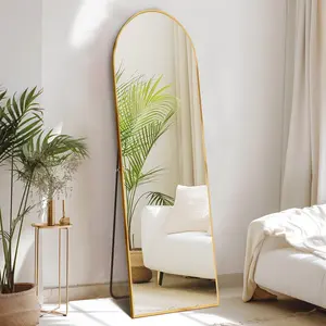 Arched Full Length Mirror, Full Body Standing Mirror Floor Mirrors, Gold