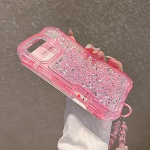 for iPhone1716151413ProMax Plus anti-fall glitter MageSafe mobile phone case designed for girls with bracelet mobile phone case 16151413promaxplusMagesafe mobile phone case