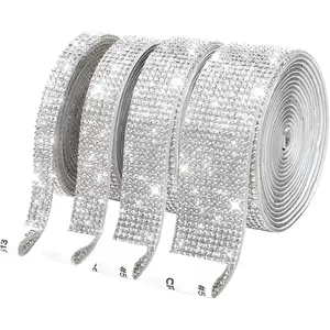4 Rolls Rhinestone Ribbon, 4 Yards Self Adhesive Rhinestone Strips with 2 mm Rhinestones, Bling  Ribbon for DIY Decoration  Shoes Clothes ()
