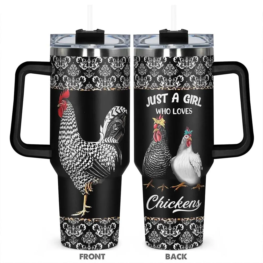 40oz Tumbler, Insulated Coffee Tumbler, Thermo Tumbler, 1pc Gift, Stainless Steel Cup, Insulated and Durable, Chick-themed design, great gift for chicken lovers, Chicken-themed Insulated Travel Drinkware, Insulated Tumbler Mug