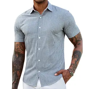 Men's short-sleeved shirt, suitable for various business and casual occasions, classic style, regular fit, spring/summer business casual formal shirt.