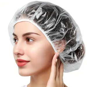 100pcs/Set Clear Plastic Shower Caps, Waterproof Bath Caps, Hotel Travel Essentials Accessories, Deep Conditioning Hair Care Cleaning Supplies
