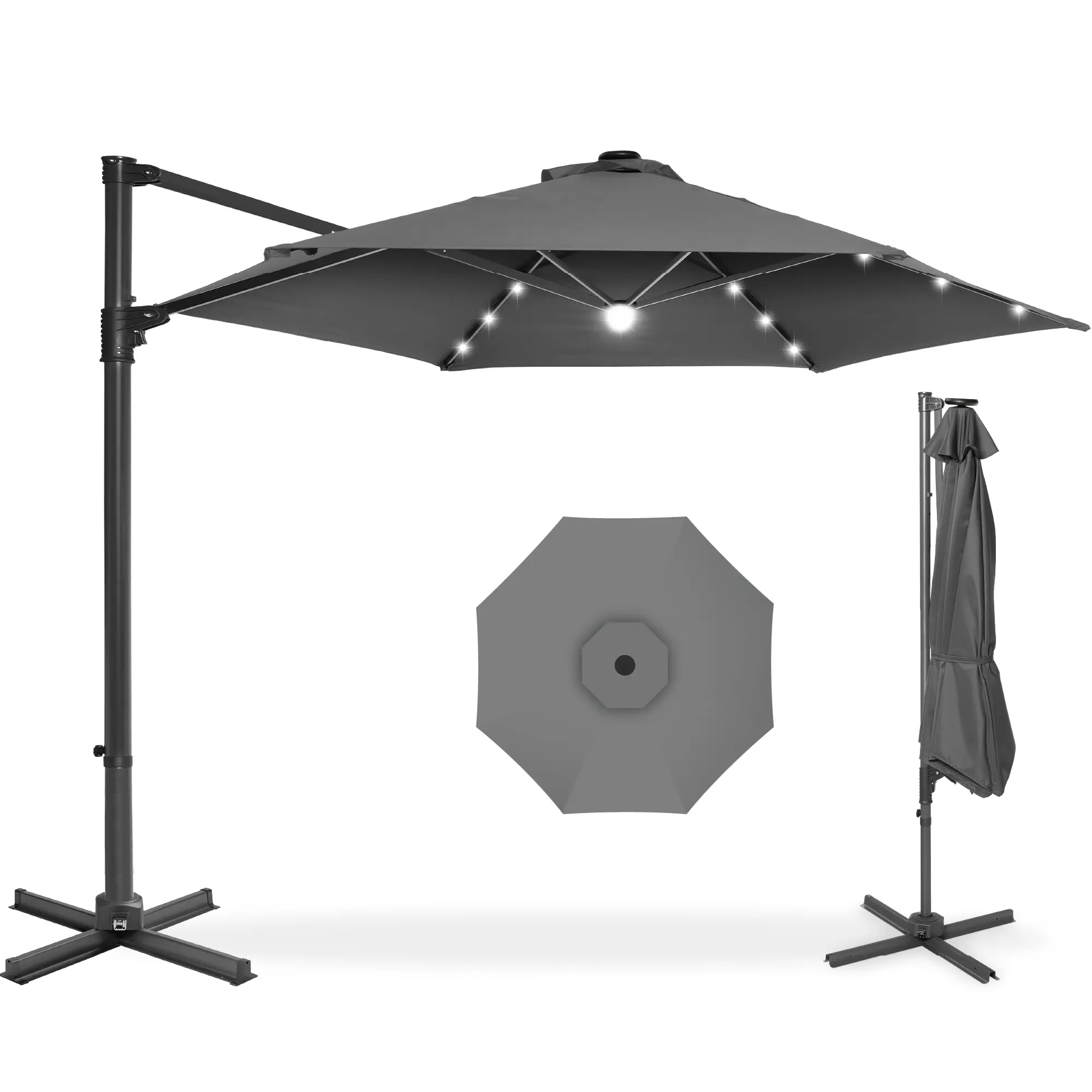 Best Choice Products 10ft 360° Rotating Cantilever Easy Auto Open Patio Umbrella w/ Solar LED Lights Best Choice Products 10ft 360° Rotating Cantilever Easy Auto Open Patio Umbrella w/ Solar LED Lights