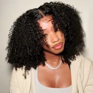 FORGIRL FOREVER Kinky Curly Glueless Wig 7x5 Bleached Knots Wear Go Wig Pre Cut HD Lace Front Wig 100% Kinky Curly Human Hair Wigs For Women