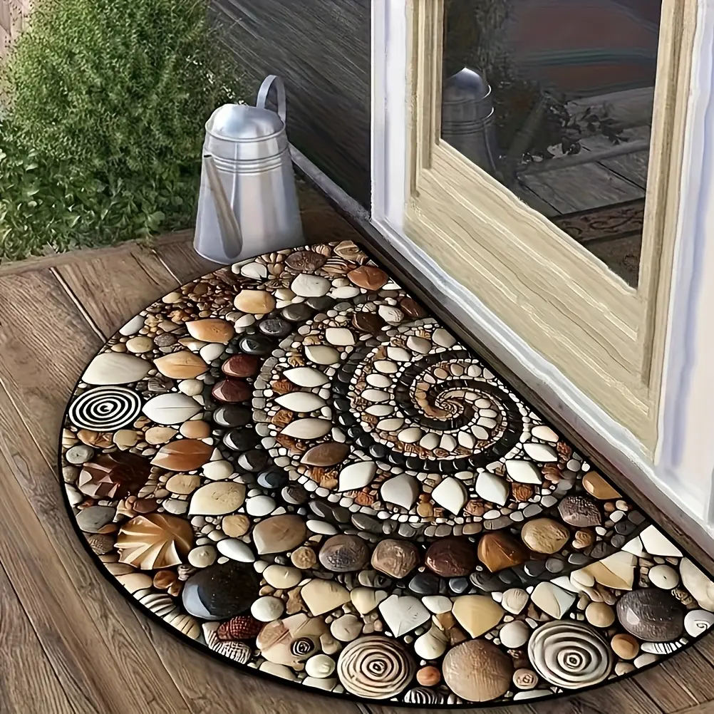 Cobble and Shell Design Door Mats, Soft Semi-circular Floor Mats, Bathroom Non-slip Mats, Lightweight Floor Mats and Rugs, Suitable for Bedroom, Living Room Door, Christmas Decoration