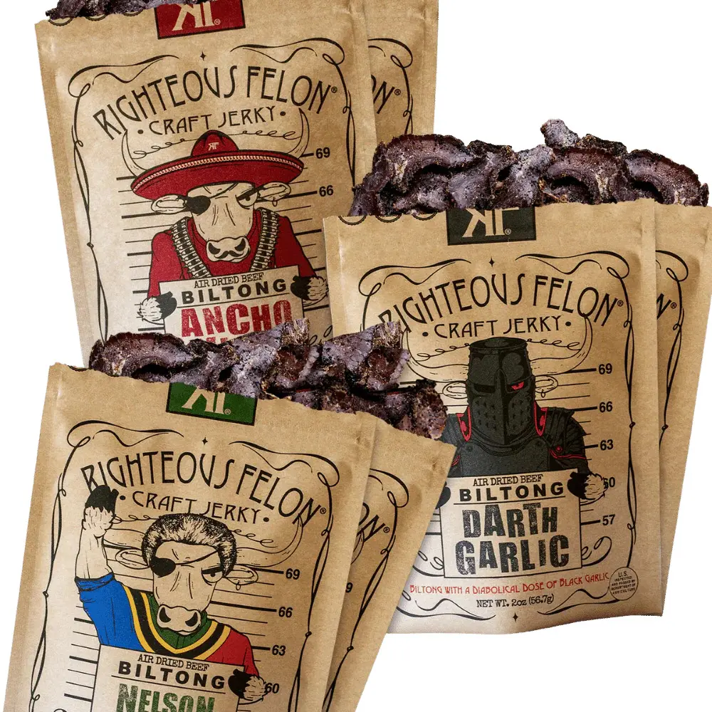 Biltong Variety 6-Pack - Keto-Friendly, Zero Sugar Beef Jerky Protein Snacks by Righteous Felon