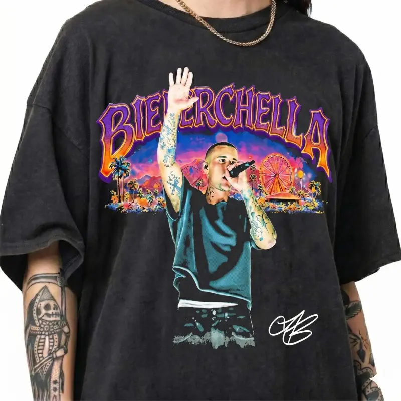 🎶[%100cotton][Graphic Tee]Bieber Coachella 2026 Graphic Tee Unisex T Shirt Pop Music Festival Shirt Cotton Streetwear Top Summer Concert Outfit Tour Merch Casual Wear Gift for Men Women Aesthetic Music Fan Tee Viral Festival Style Shirt Everyday Wear